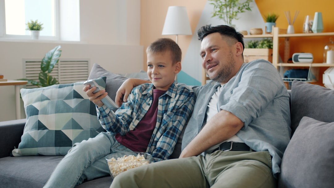 family watching tv together