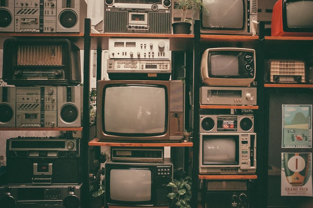 retro tv set with icons